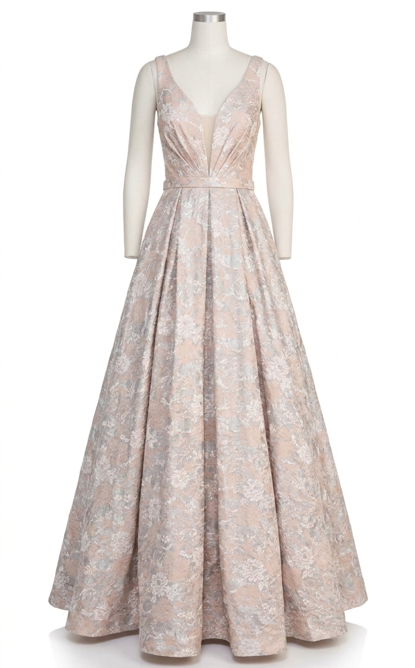NEW CLARISSE v-neckline lace maxi party dress in dark champagne
